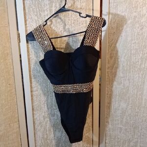 NEW (NO Tag Black and Gold One-Piece Swimsuit